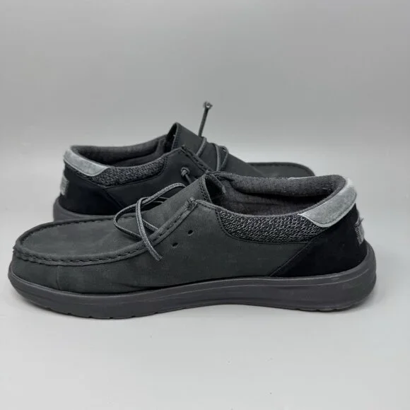 Hey Dude Paul Craft Leather Black Casual Comfort Men Shoes US Size 13 - Picture 2 of 9